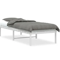 Lits & Accessoires-vidaXL Cadre de lit métal sans matelas 75x190 cm Blanc