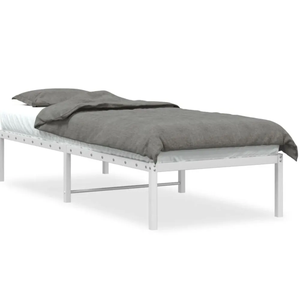 Lits & Accessoires-vidaXL Cadre de lit métal sans matelas 75x190 cm Blanc