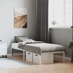 Lits & Accessoires-vidaXL Cadre de lit métal sans matelas 75x190 cm Blanc