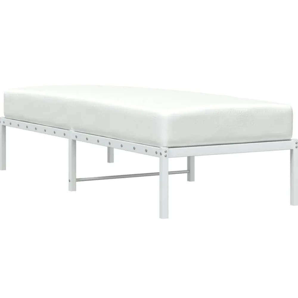 Lits & Accessoires-vidaXL Cadre de lit métal sans matelas 75x190 cm Blanc
