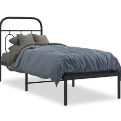 Lits & Accessoires-vidaXL Cadre de lit métal sans matelas avec tête de lit 75x190 cm Noir