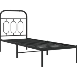 Lits & Accessoires-vidaXL Cadre de lit métal sans matelas avec tête de lit 75x190 cm Noir