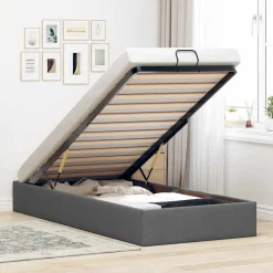 Lits & Accessoires-vidaXL Cadre de lit ottoman sans matelas 80x200 cm tissu Gris foncé