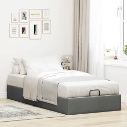 Lits & Accessoires-vidaXL Cadre de lit ottoman sans matelas 80x200 cm tissu Gris foncé