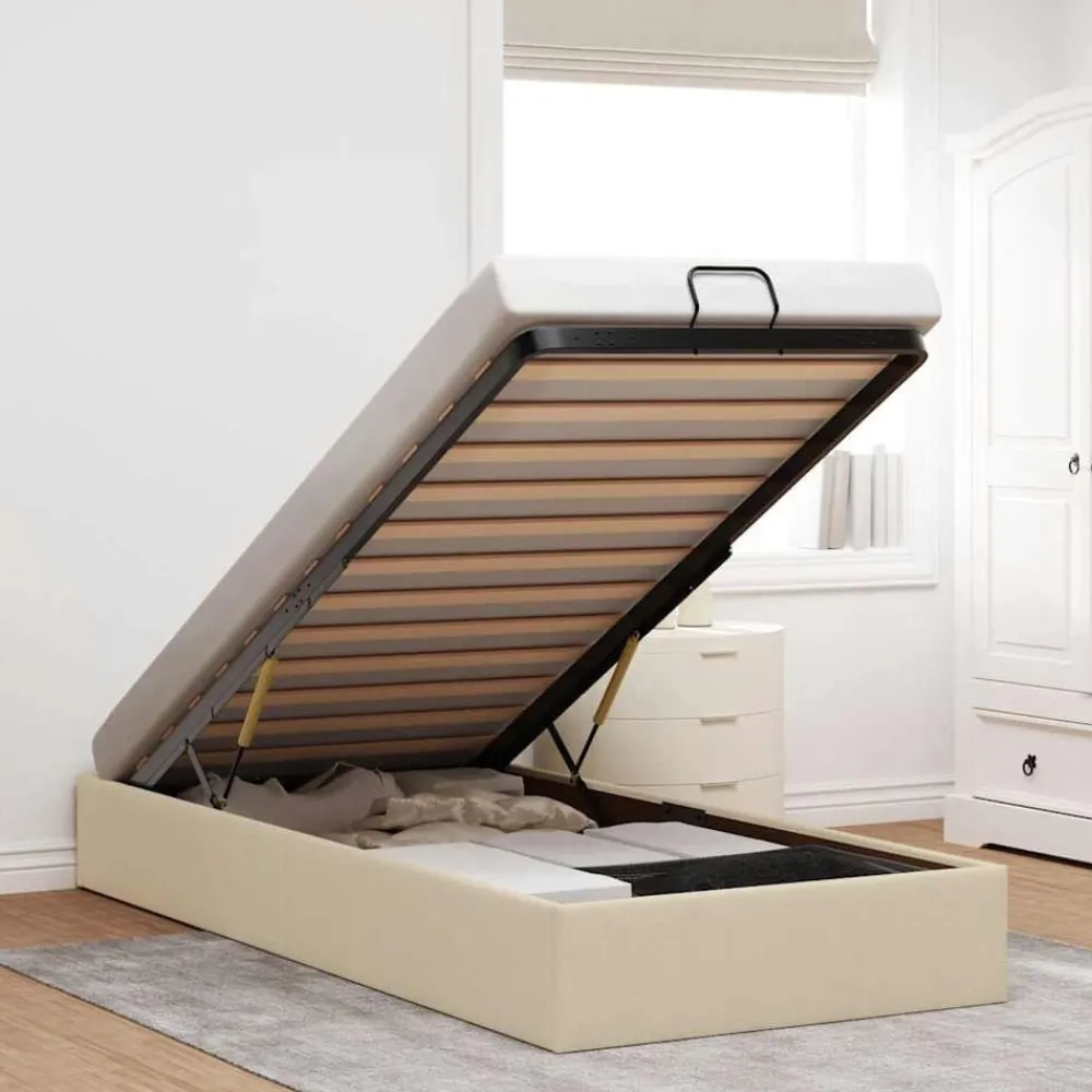 vidaXL Cadre de lit ottoman sans matelas crème 80x200 cm tissu