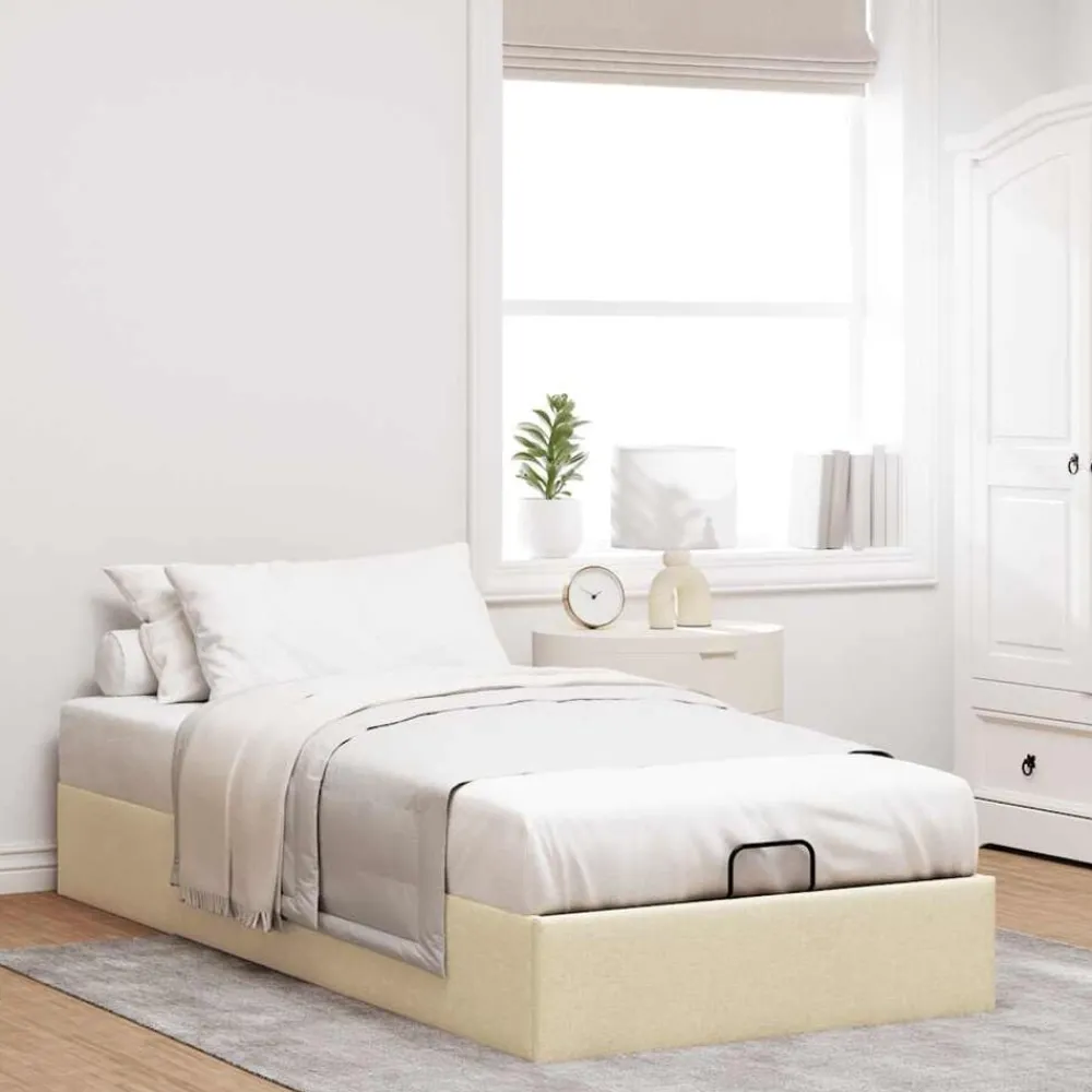 vidaXL Cadre de lit ottoman sans matelas crème 80x200 cm tissu