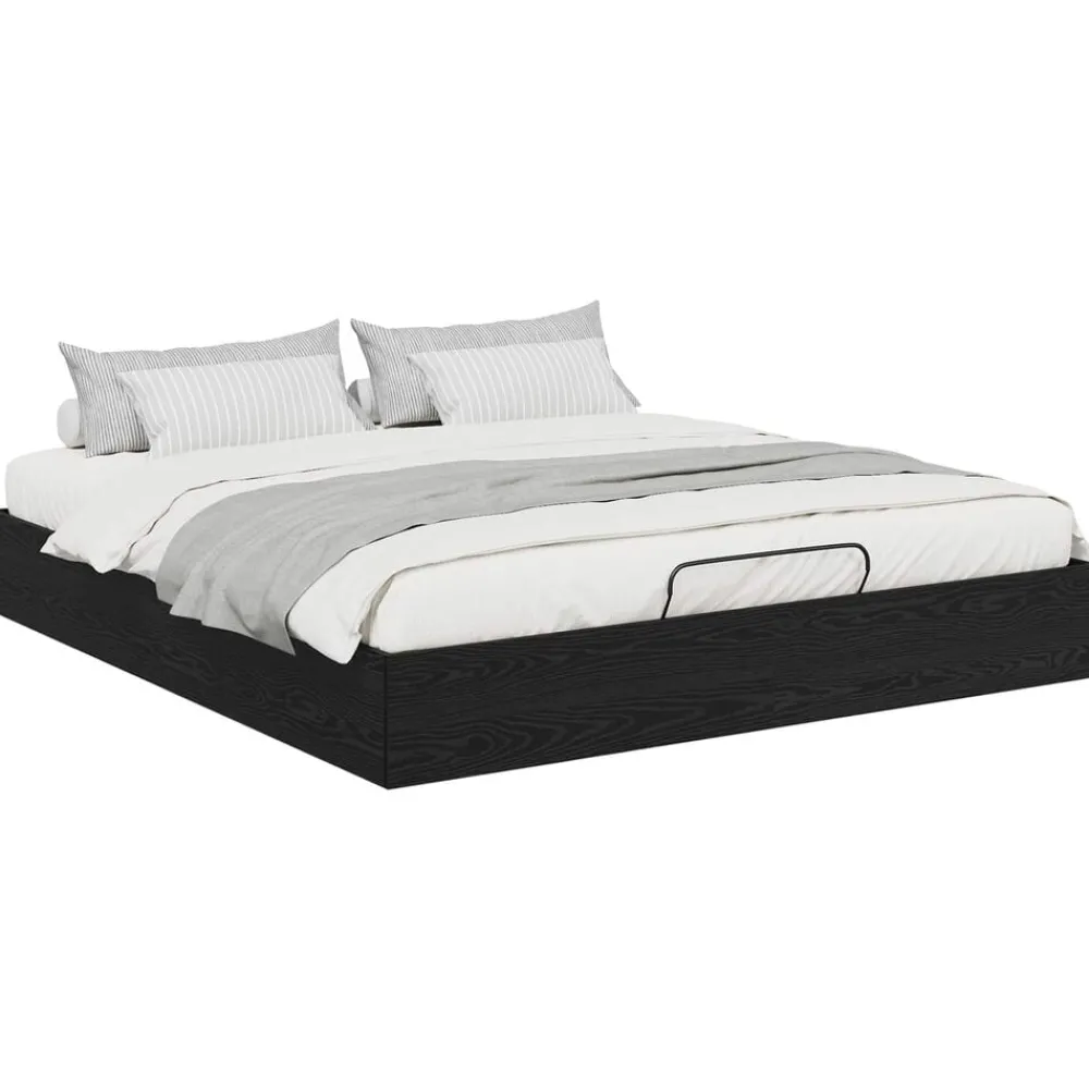 vidaXL Cadre de lit ottoman avec stockage Chêne Noir 203 x 180 x 25 cm
