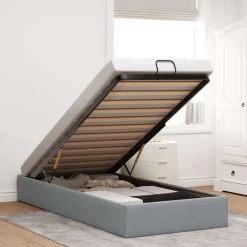 Lits & Accessoires-vidaXL Cadre de lit ottoman sans matelas 80x200 cm tissu Gris clair