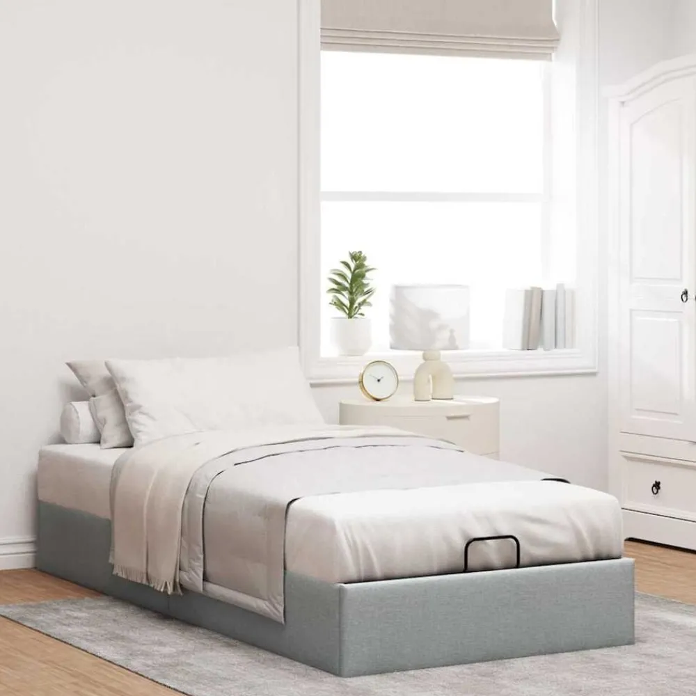 Lits & Accessoires-vidaXL Cadre de lit ottoman sans matelas 80x200 cm tissu Gris clair