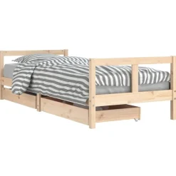 Mobilier Pour Bébés & Tout-Petits-vidaXL Cadre de lit pour enfants gris 80x200 cm bois de pin massif Naturel