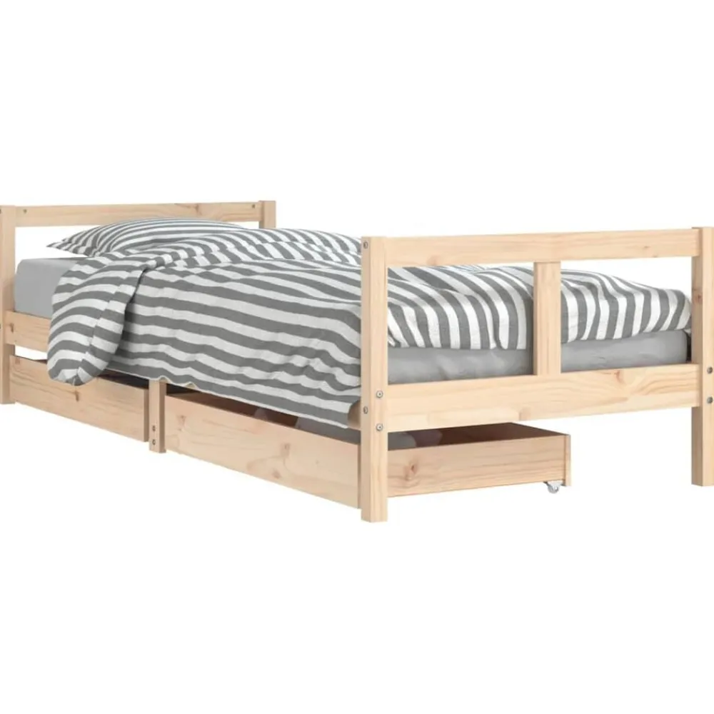 Mobilier Pour Bébés & Tout-Petits-vidaXL Cadre de lit pour enfants gris 80x200 cm bois de pin massif Naturel