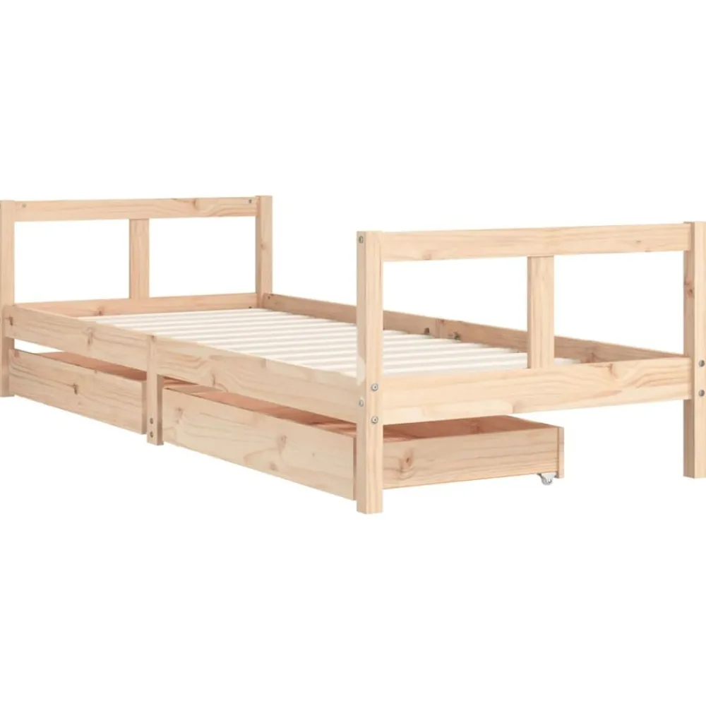 Mobilier Pour Bébés & Tout-Petits-vidaXL Cadre de lit pour enfants gris 80x200 cm bois de pin massif Naturel