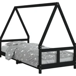 Mobilier Pour Bébés & Tout-Petits-vidaXL Cadre de lit pour enfants 80x200 cm bois de pin massif Noir