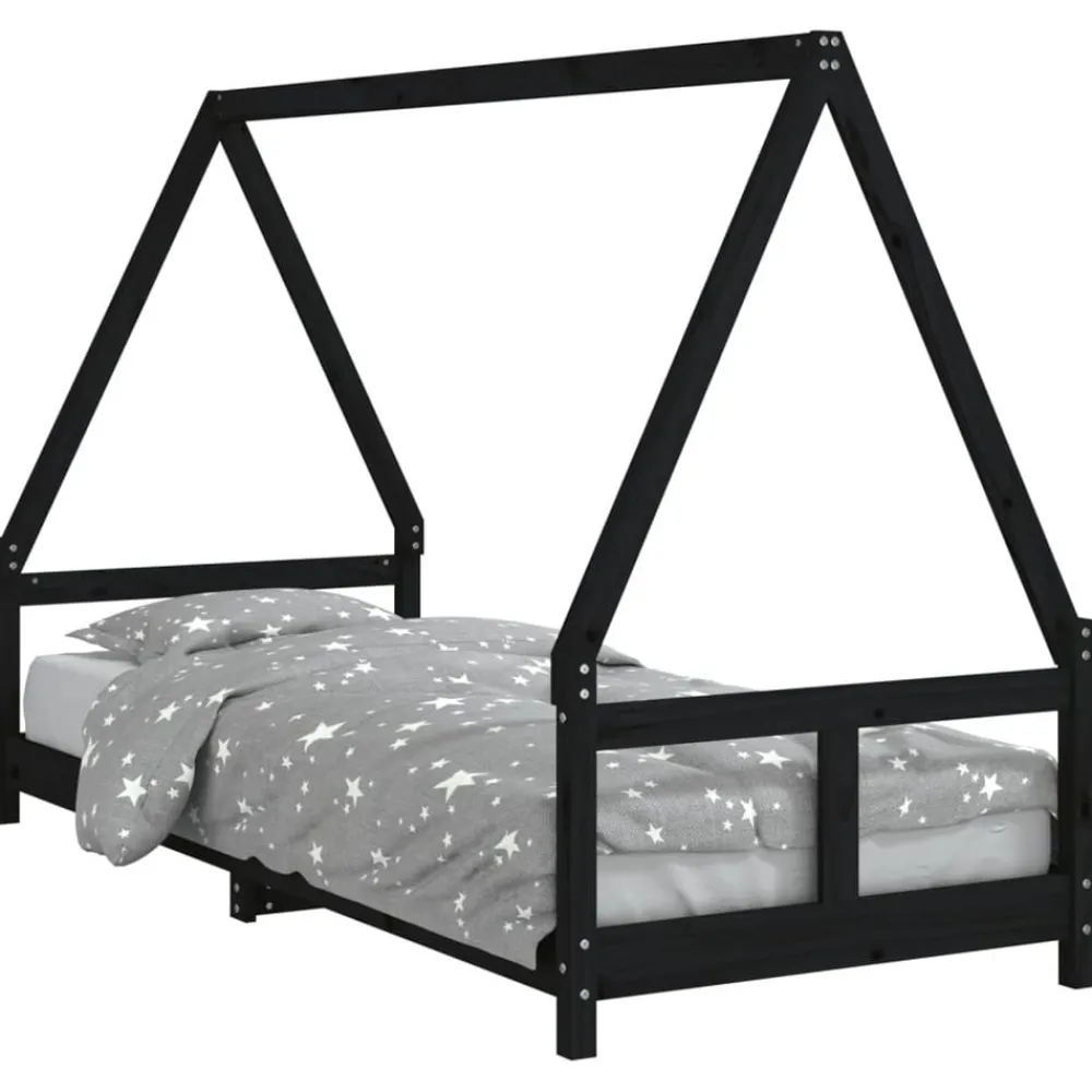 Mobilier Pour Bébés & Tout-Petits-vidaXL Cadre de lit pour enfants 80x200 cm bois de pin massif Noir