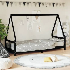 Mobilier Pour Bébés & Tout-Petits-vidaXL Cadre de lit pour enfants 80x200 cm bois de pin massif Noir