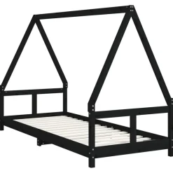 Mobilier Pour Bébés & Tout-Petits-vidaXL Cadre de lit pour enfants 80x200 cm bois de pin massif Noir