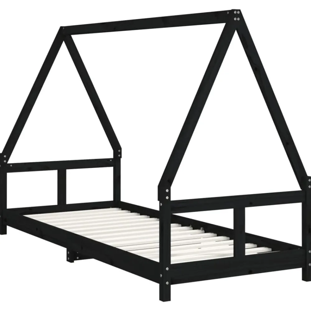 Mobilier Pour Bébés & Tout-Petits-vidaXL Cadre de lit pour enfants 80x200 cm bois de pin massif Noir