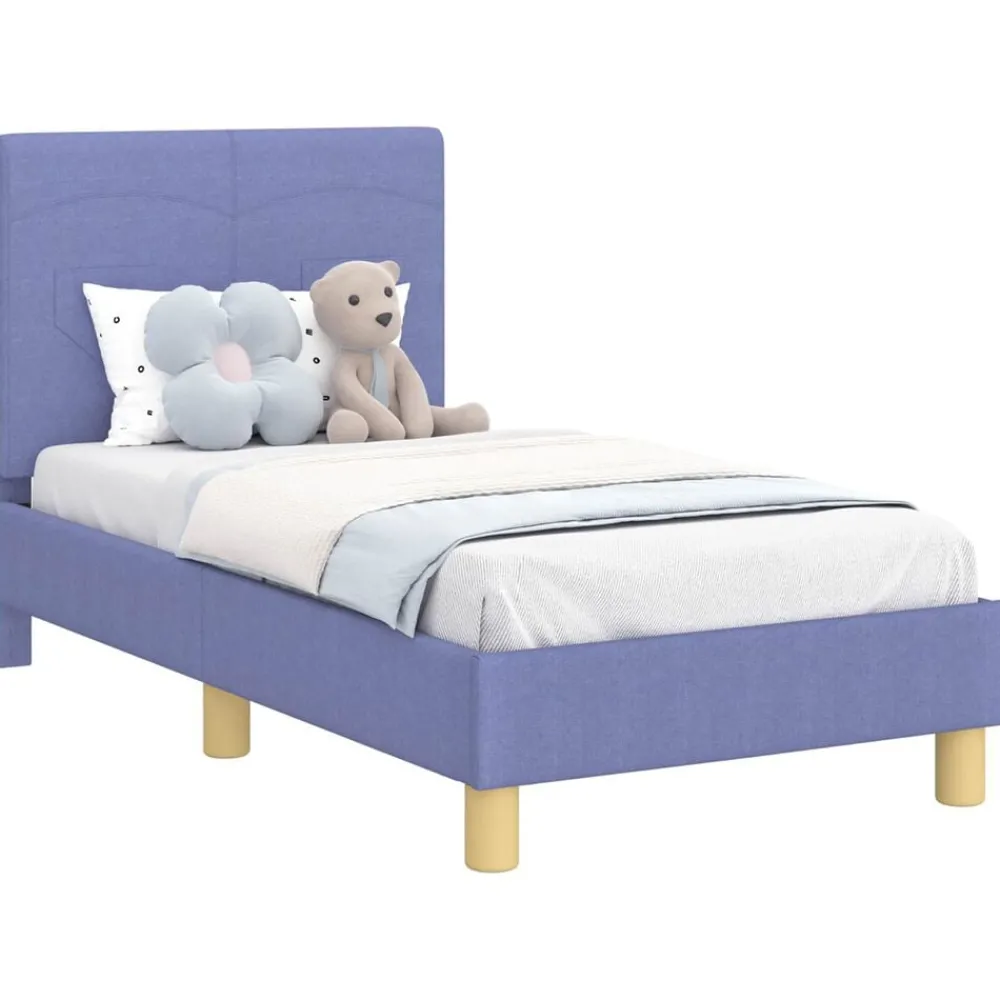 vidaXL Cadre de lit pour tout-petit avec tête de lit Bleu denim tissu