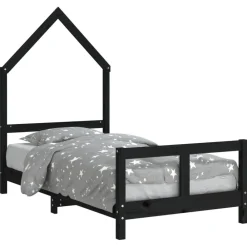 Mobilier Pour Bébés & Tout-Petits-vidaXL Cadre de lit pour enfant 80x160 cm bois de pin massif Noir