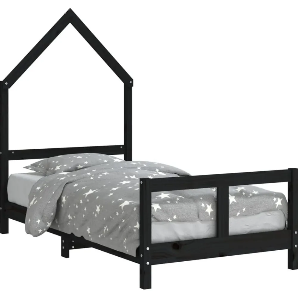 Mobilier Pour Bébés & Tout-Petits-vidaXL Cadre de lit pour enfant 80x160 cm bois de pin massif Noir