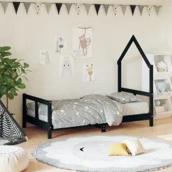 Mobilier Pour Bébés & Tout-Petits-vidaXL Cadre de lit pour enfant 80x160 cm bois de pin massif Noir