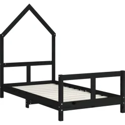 Mobilier Pour Bébés & Tout-Petits-vidaXL Cadre de lit pour enfant 80x160 cm bois de pin massif Noir