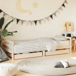 Mobilier Pour Bébés & Tout-Petits-vidaXL Cadre de lit pour enfants gris 80x200 cm bois de pin massif Naturel