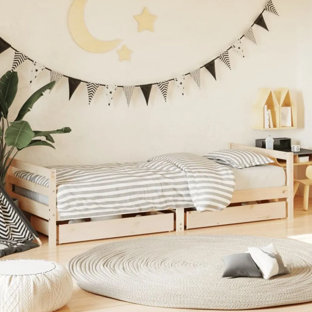 Mobilier Pour Bébés & Tout-Petits-vidaXL Cadre de lit pour enfants gris 80x200 cm bois de pin massif Naturel