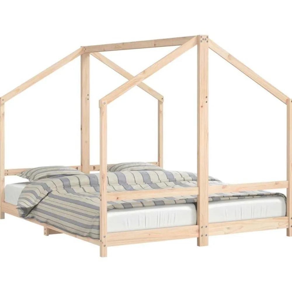 Mobilier Pour Bébés & Tout-Petits-vidaXL Cadre de lit pour enfants 2x(80x200) cm bois de pin massif Naturel