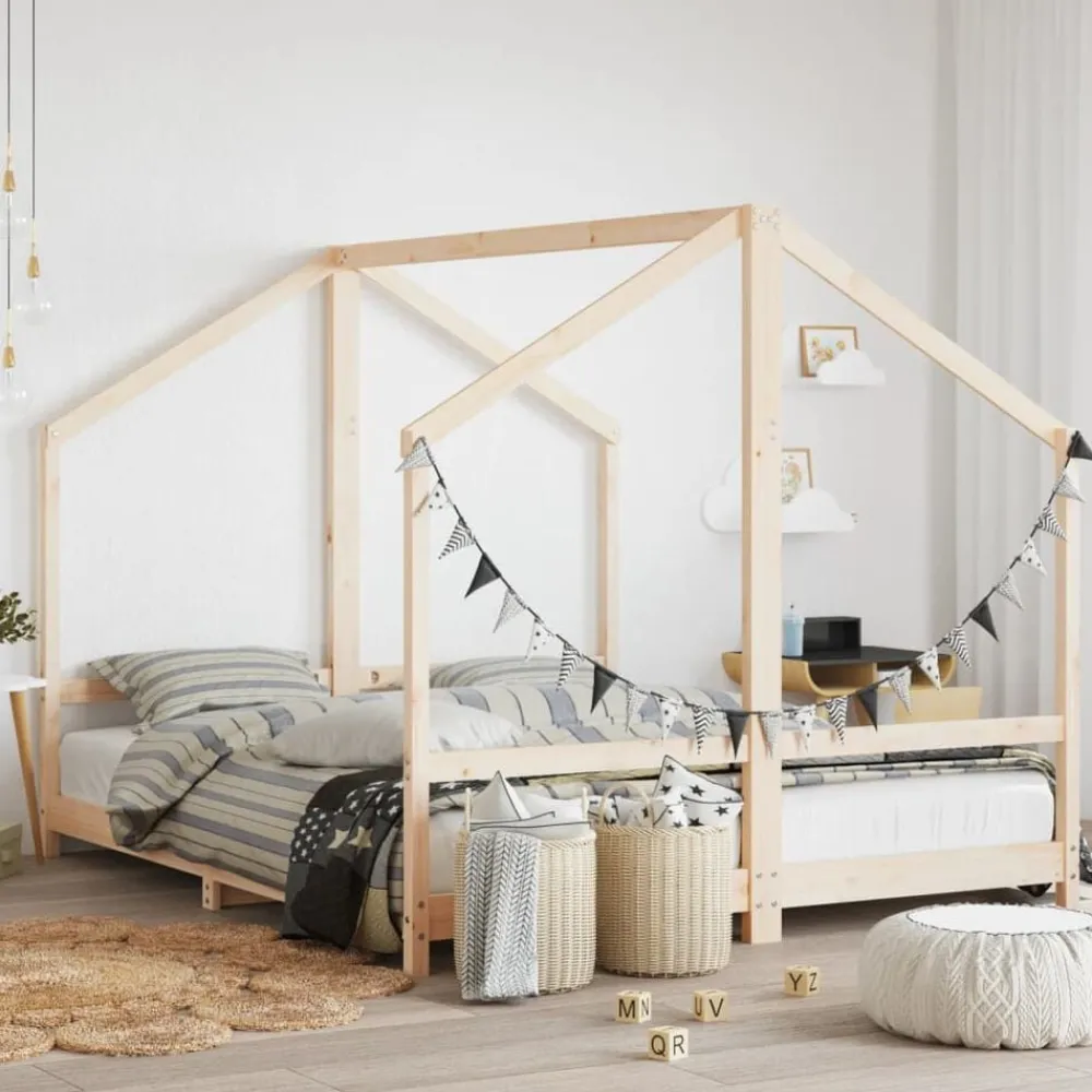 Mobilier Pour Bébés & Tout-Petits-vidaXL Cadre de lit pour enfants 2x(80x200) cm bois de pin massif Naturel