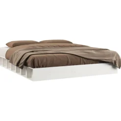 Lits & Accessoires-vidaXL Cadre de lit sans matelas 200x200 cm bois massif Blanc