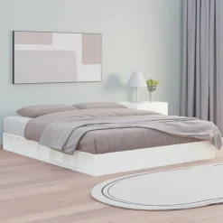 Lits & Accessoires-vidaXL Cadre de lit sans matelas 200x200 cm bois massif Blanc