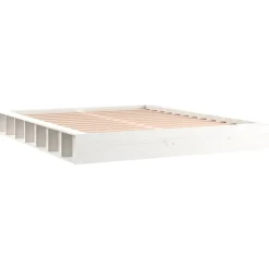 Lits & Accessoires-vidaXL Cadre de lit sans matelas 200x200 cm bois massif Blanc