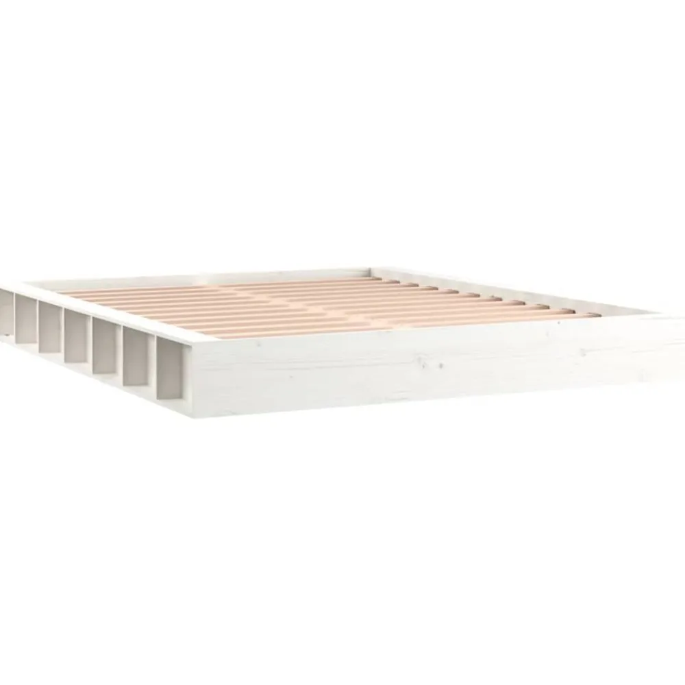 Lits & Accessoires-vidaXL Cadre de lit sans matelas 200x200 cm bois massif Blanc