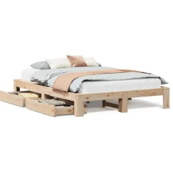 Lits & Accessoires-vidaXL Cadre de lit sans matelas 150x200 cm bois de pin massif Naturel