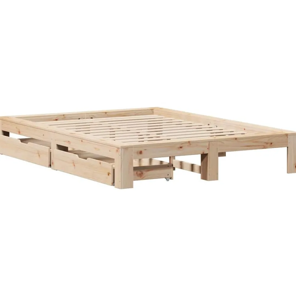 Lits & Accessoires-vidaXL Cadre de lit sans matelas 150x200 cm bois de pin massif Naturel