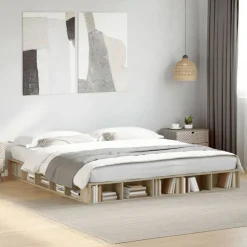 vidaXL Cadre de lit sans matelas chêne sonoma 200x200 cm