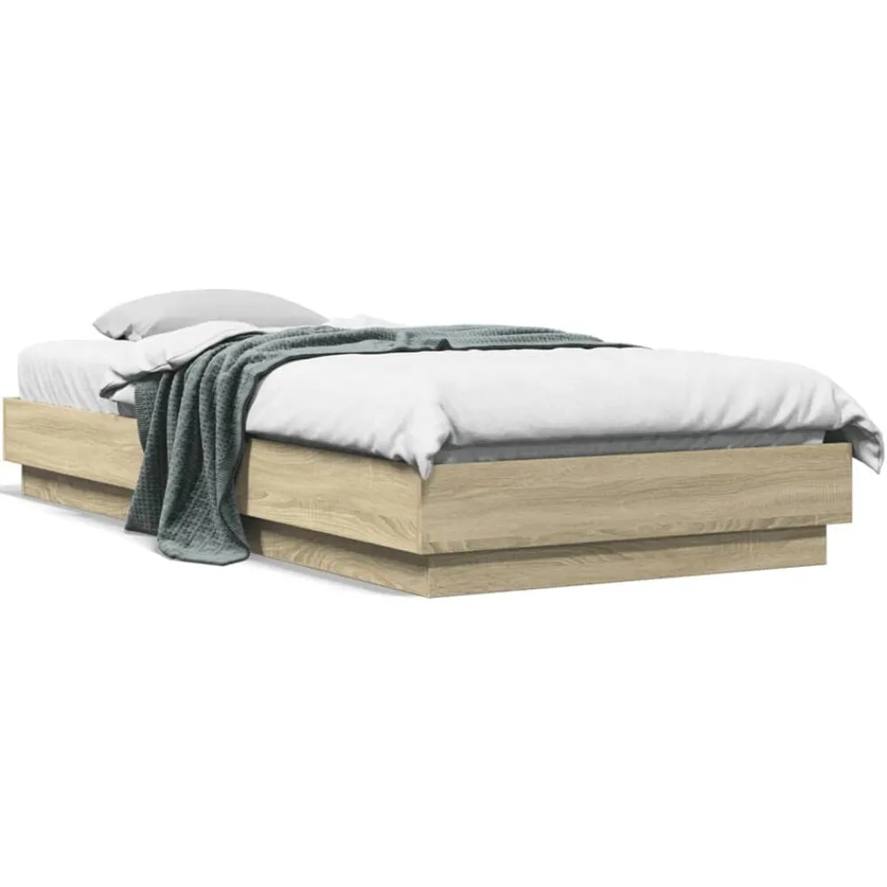 Lits & Accessoires-vidaXL Cadre de lit sans matelas avec lumières LED 100x200 cm Chêne sonoma