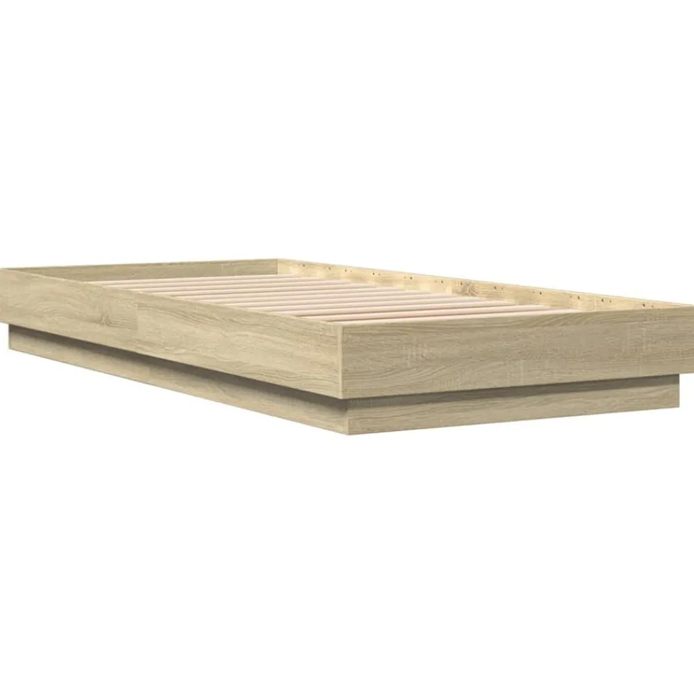 Lits & Accessoires-vidaXL Cadre de lit sans matelas avec lumières LED 100x200 cm Chêne sonoma