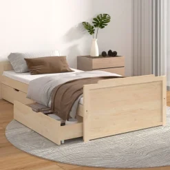 Lits & Accessoires-vidaXL Cadre de lit sans matelas bois de pin massif 90x200 cm Marron