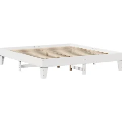 Lits & Accessoires-vidaXL Cadre de lit sans matelas 200x200 cm bois massif de pin Blanc