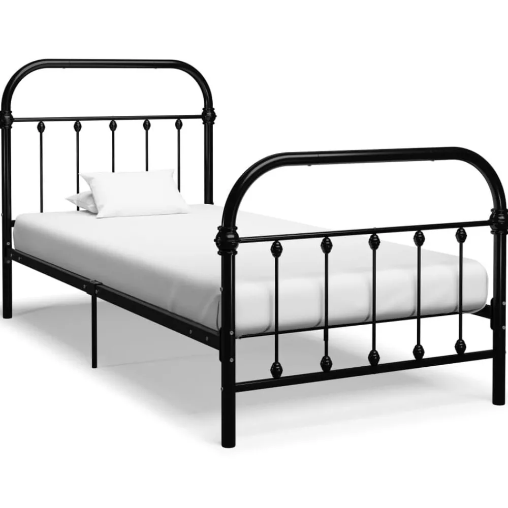 Lits & Accessoires-vidaXL Cadre de lit sans matelas métal 90x200 cm Noir