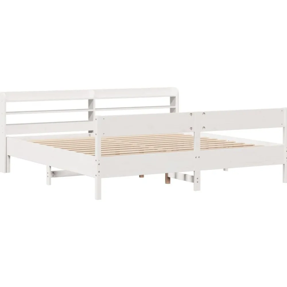 Lits & Accessoires-vidaXL Cadre de lit sans matelas 200x200 cm bois massif de pin Blanc