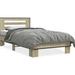 Lits & Accessoires-vidaXL Cadre de lit sans matelas chêne sonoma 75x190 cm Ch&ecirc;ne sonoma