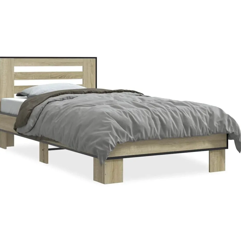 Lits & Accessoires-vidaXL Cadre de lit sans matelas chêne sonoma 75x190 cm Chêne sonoma