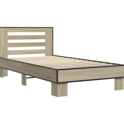 Lits & Accessoires-vidaXL Cadre de lit sans matelas chêne sonoma 75x190 cm Chêne sonoma