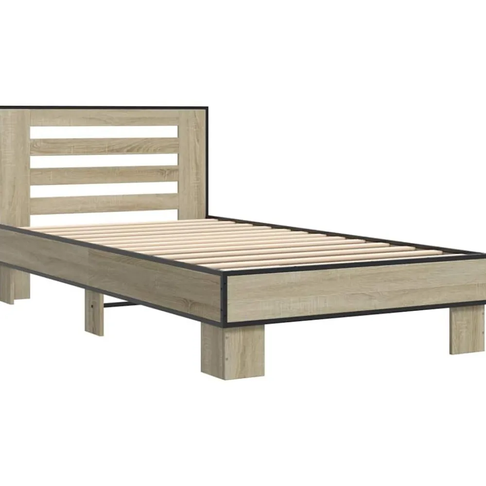 Lits & Accessoires-vidaXL Cadre de lit sans matelas chêne sonoma 75x190 cm Chêne sonoma