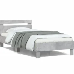 Lits & Accessoires-vidaXL Cadre de lit sans matelas avec tête de lit 100x200cm Gris béton