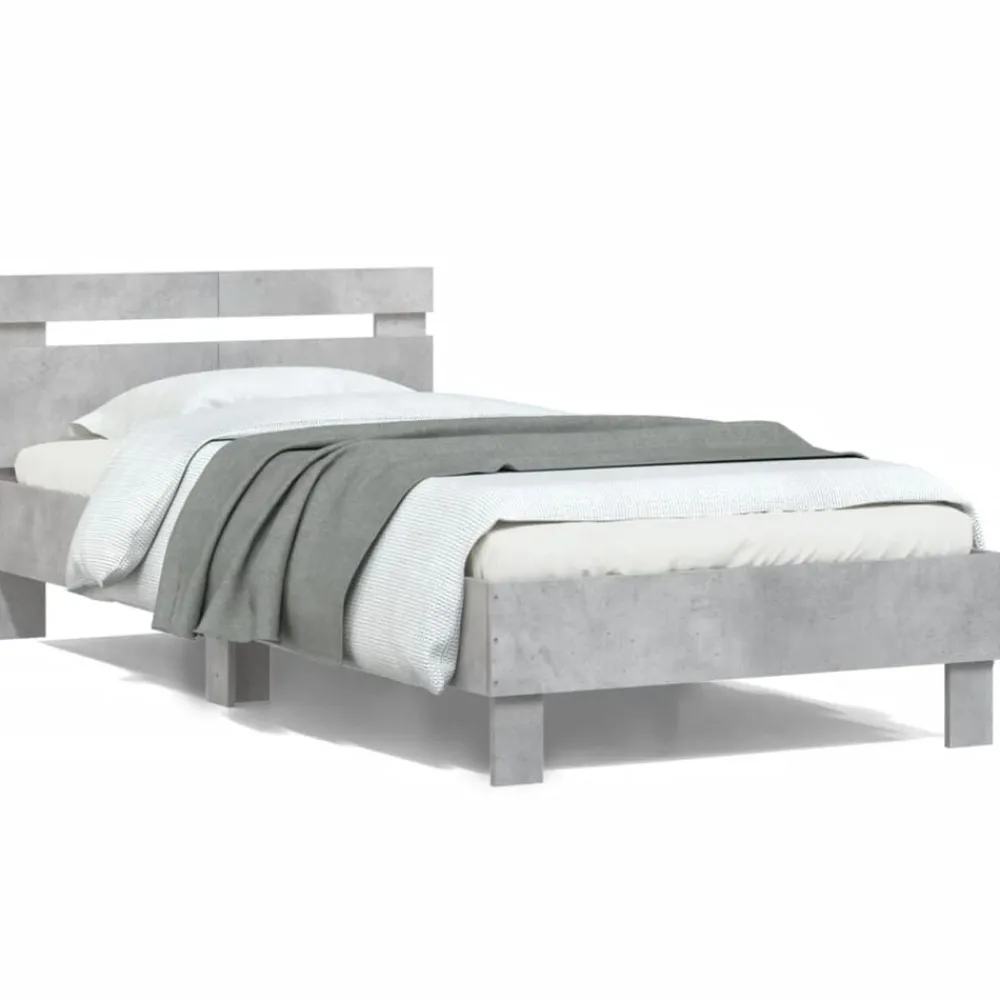 Lits & Accessoires-vidaXL Cadre de lit sans matelas avec tête de lit 100x200cm Gris béton