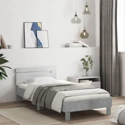 Lits & Accessoires-vidaXL Cadre de lit sans matelas avec tête de lit 100x200cm Gris béton
